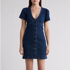 Vigoss Blue Denim Button-Front Dress